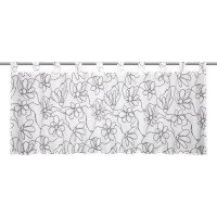 Bistro zavesa s cvetovi v beli in sivi barvi 45 cm x 140 cm