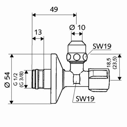 Schell Regulacijski kotni ventil Comfort 12,7 mm kromiran z ASAG
