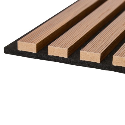 Akustični panel MDF oreh/črni filc 30 x 2,1 x 30 cm 3 kosi