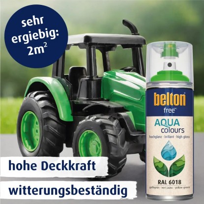 Belton Free PU-lak na vodni osnovi RAL 6018 Rumeno-zelena visokega sijaja 400 ml