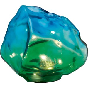 Solarni okrasni kamen kristal LED zeleno-modra 13,5 cm x 14,5 cm x 12 cm
