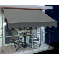 Vpenjalna markiza Renville 2 m x 1,5 m antracitna z LED-osvetlitvijo