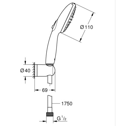Grohe Komplet stenskega nosilca Vitalio Start 110 2 vrsti curka Rain-Jet