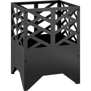 Košara za ogenj kovinska črna 36 cm x 36 cm x 50 cm