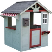 Otroška igralna hiška FSC® jelka 109 cm x 112 cm x 137 cm sivo-rdeče-bela