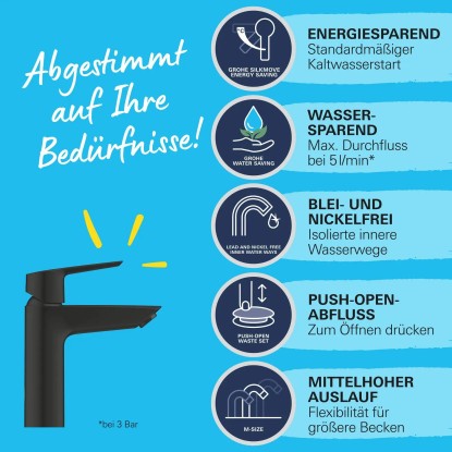 Grohe QuickFix Enoročna armatura za umivalnik Start M-Size črna