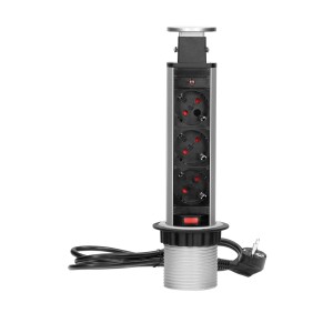 Orno Izskočna namizna vtičnica z 1,8 m kablom z zaščitnim kontaktom srebrna