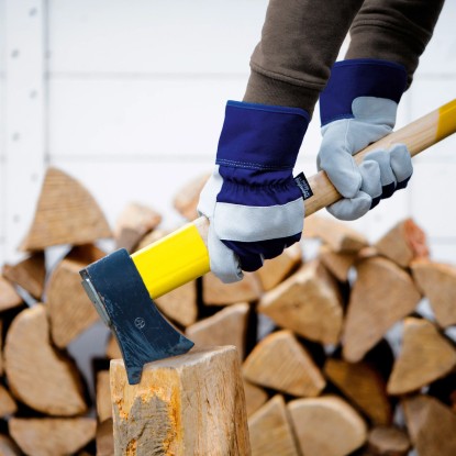 Delovne rokavice iz cepljenega govejega usnja sivo-modre velikost 10