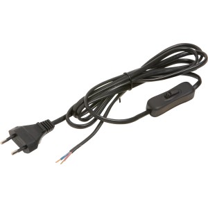 OBI Kabel s stikalom in evro vtičem črne barve 2 m