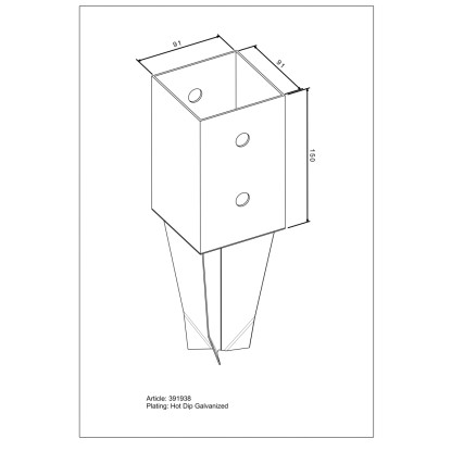Talni tulec Vroče pocinkan 350 mm x 91 mm x 91 mm