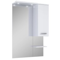 Ogledalo Eve 70 cm z LED svetlobnim panelom, visečo omarico belo