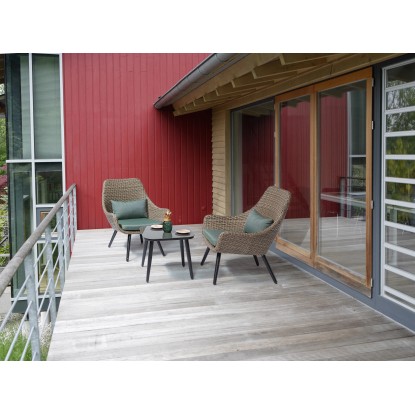 Komplet balkonskega pohištva Aliceville 3-delni poliratan zeleno-siva