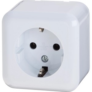 Nadometna vtičnica enojna bela