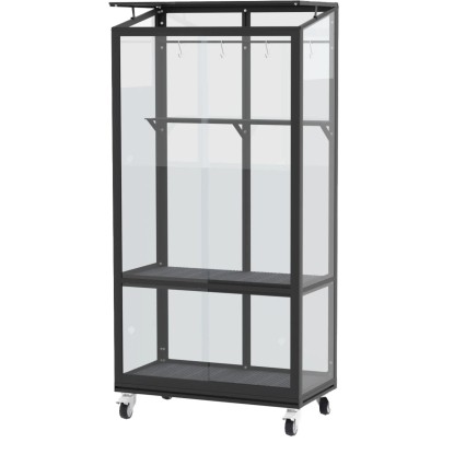 Vitavia Polis balkonski rastlinjak 350 Črn ESG rolan temelj 81x42,8x42,8x168,2cm