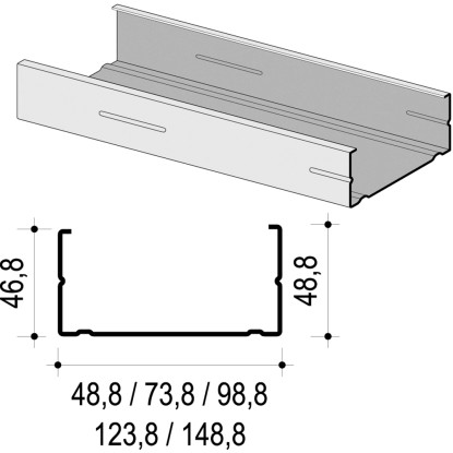Knauf Profil CW 50 x 50 x 0,6 cm, dolžina: 2750 mm