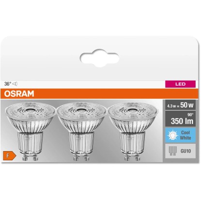 Osram GU10 LED sijalka PAR16 4,3 W 4000K 3-delni komplet Ø 50 mm