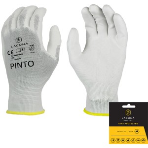 Rokavica Pinto s PU premazom bela vel. 10