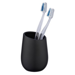 Wenko Lonček za zobne ščetke Badi črn keramika 8 x 11 x 8 cm bel