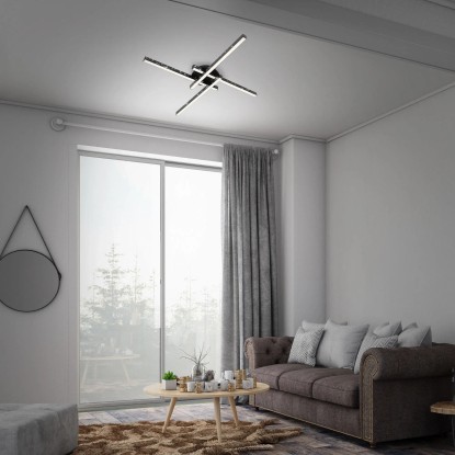 Brilo LED-stropna svetilka Rey 4-plamenska Črna