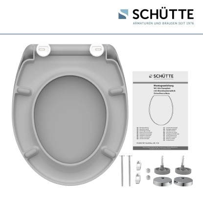 WC-deska Schütte siva duroplast z avtomatskim spuščanjem in hitrim odpenjanjem