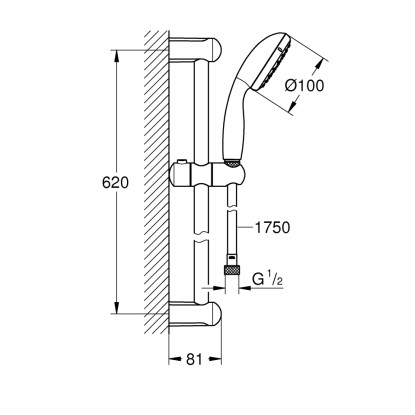 Grohe Komplet za prho z nosilcem Vitalio Go 100 krom