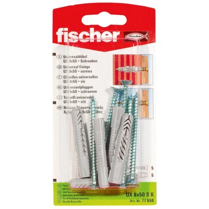 Fischer Univerzalni zidni vložek UX 8 x 50 SK z vijakom (5 kosov)