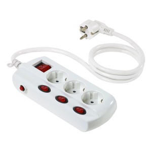 OBI Električni razdelilnik s 3 vtičnicami Bel 1,5 m