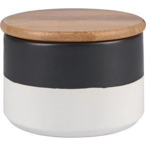 Keramična posoda s pokrovom Minimalist Zen Ø 10,5 cm Črno-bela