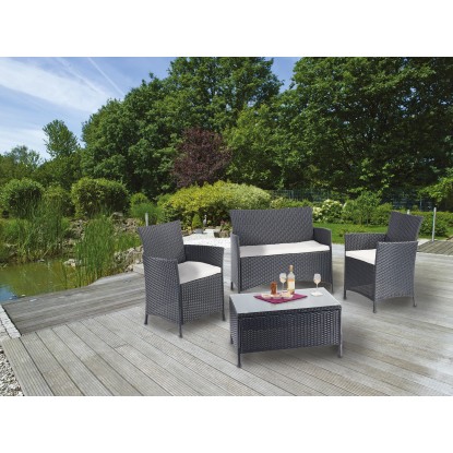 Komplet vrtnega pohištva Canera 4-delni poliratan črne barve