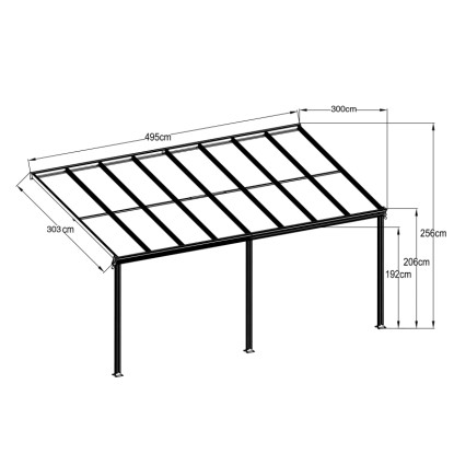 Floraworld Streha za teraso 496 cm x 303 cm