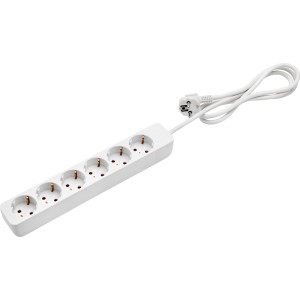 Električni razdelilnik s 6 vtičnicami brez stikala bel 1,4 m