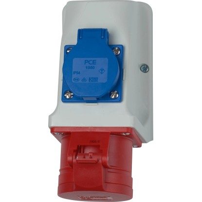 Kombinirana CEE stenska vtičnica 5-polna IP44 16 A rdeča, siva, modra