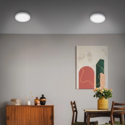 Briloner LED stropna in stenska svetilka Fire mat krom. 21 W Ø 30 cm nevtr. bela