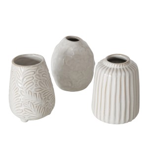 Boltze Vaza Ortega 3 vrste sortirano 11 cm x 9 cm x 11 cm bela