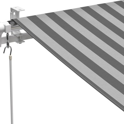 Markiza s pregibnimi rokami Aventura 400 cm × 250 cm, sivo bela črtasta