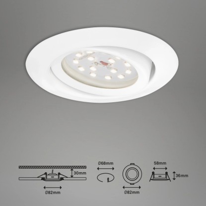Briloner LED vgradna svetilka bela