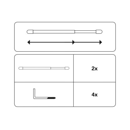 Vitražna palica Ø 11 mm Mat srebrna 60 cm-90 cm