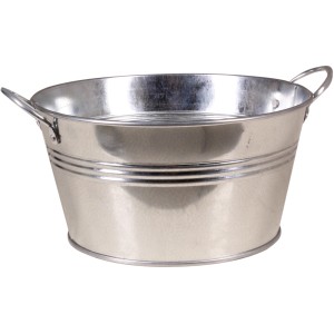 Vaza iz cinka z dvema ročajema 19,5 cm x 19,5 cm x 10,3 cm srebrna