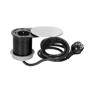 Orno Potopna pohištvena vtičnica z USB poln. 1,9 m kablom drsni pokrov srebrna