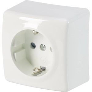 Nadometna vtičnica enojna kremno-bela