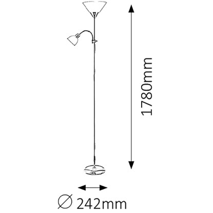 Rabalux Stoječa svetilka Action krom bela 1x E27/100 W + E14/25 W