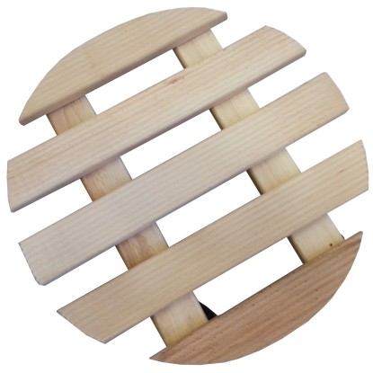 Premičen podstavek za rastline, naraven, narebren, okrogel, Ø 30 cm