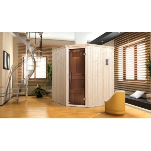 WEKA Savna Kiruna 2 peč integrirano krmiljenje steklena vrata v videzu grafita