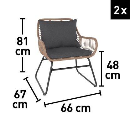 Balkonska garnitura Willmar 3-delna poliratan bež