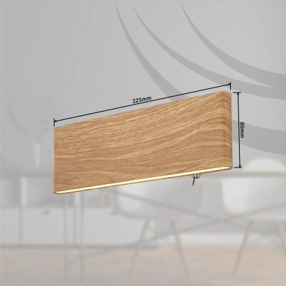 Globo Stenska LED-svetilka Siegfried videz lesa 22,5 x 8 cm