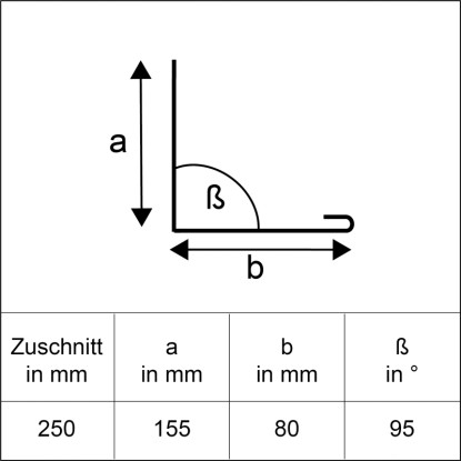 Kotna pločevina z vodnim zgibom mere 250 mm x 2 mm iz aluminija