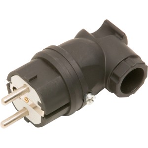 Kotni vtič z zaščitnim kontaktom guma črni