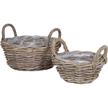 Naturrattan Korb rund konisch mit Griffen inkl. Polybeutel 26x12/19cm