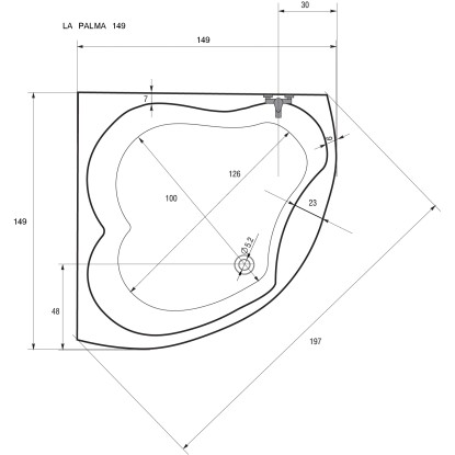 Sanotechnik Kotna kopalna kad La Palma 149 cm bela