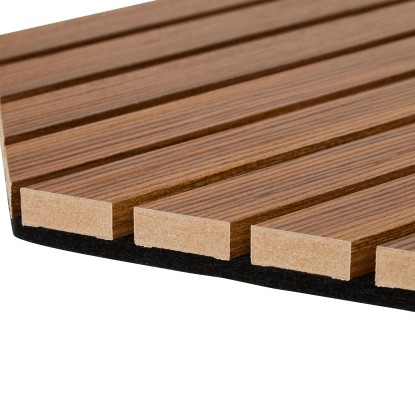 Akustični panel MDF oreh/črni filc 26 x 2,1 x 30 cm